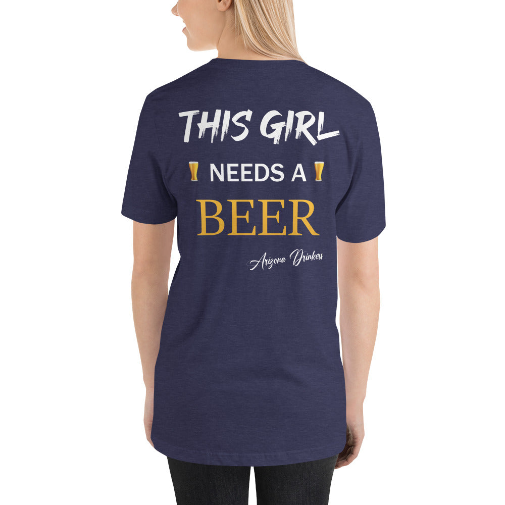 Unisex t-shirt with Arizona Drinkers logo on Front and Drinkers Text on Back