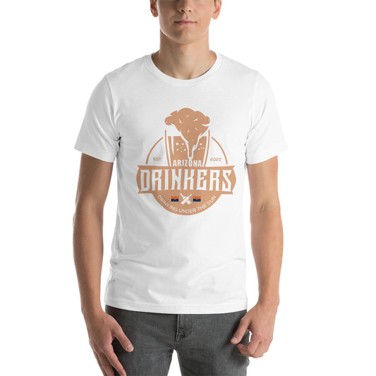 Short-sleeve unisex t-shirt with Arizona Drinkers Logo On Front