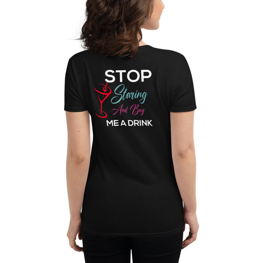 Women's short sleeve t-shirt with Arizona Drinkers Logo on Front and Drinkers Text On Back