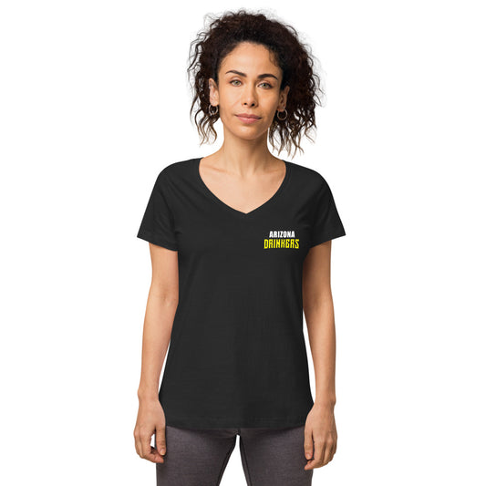 Women’s fitted v-neck t-shirt with Arizona Text on Front and logo on Back