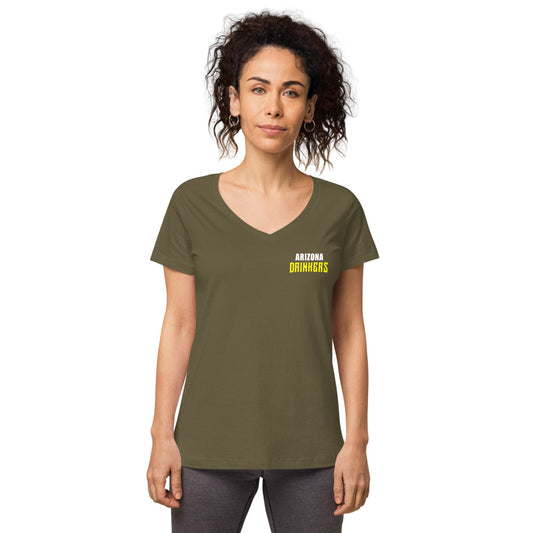 Women’s fitted v-neck t-shirt with Arizona Text on Front and Logo on Back