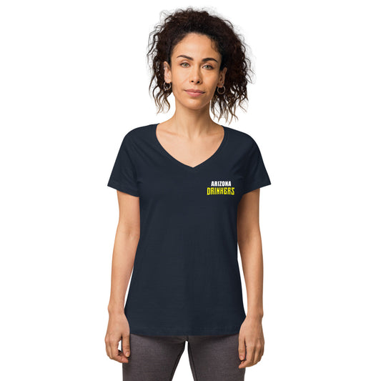 Women’s fitted v-neck t-shirt with Arizona Text on Front and Logo on Back
