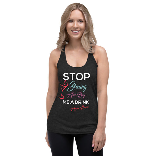 Women's Racerback Tank with Drinkers Text on Front