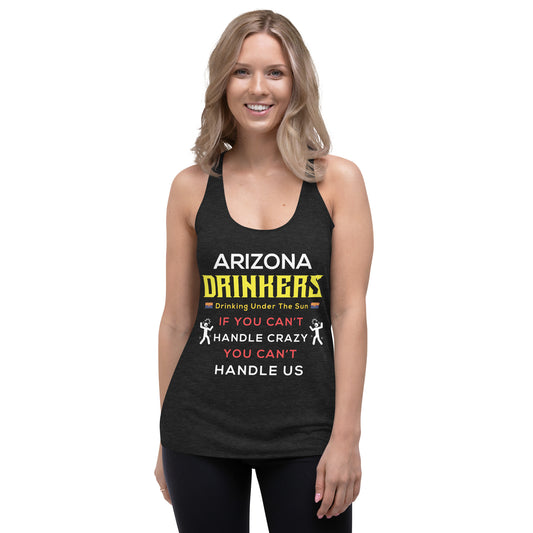 Women's Racerback Tank with Drinkers Text on Front