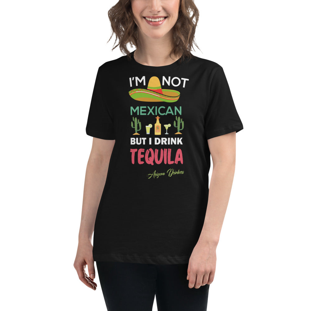 Women's Relaxed T-Shirt with Drinkers Text on front