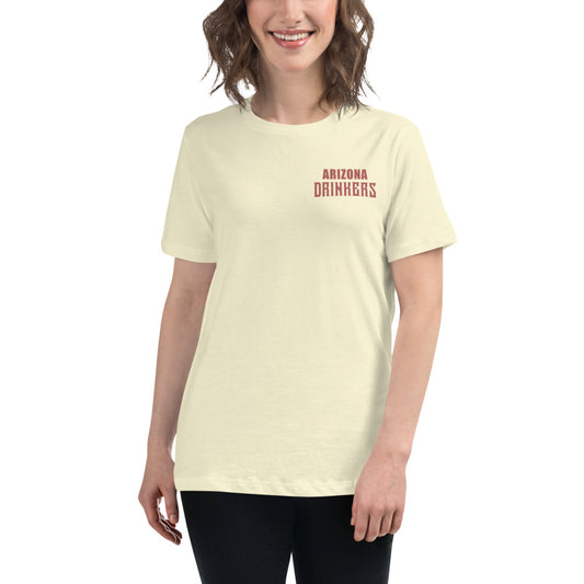 Women's Relaxed T-Shirt with Arizona Text on Front and Arizona Drinkers Logo on Back