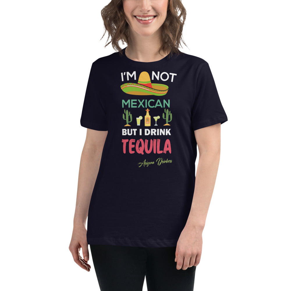 Women's Relaxed T-Shirt with Drinkers Text on front