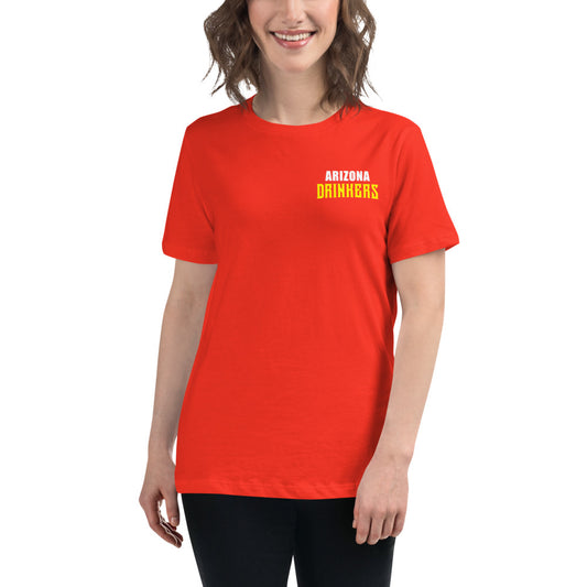 Women's Relaxed T-Shirt with Arizona Text on Front and Arizona Drinkers Logo on Back